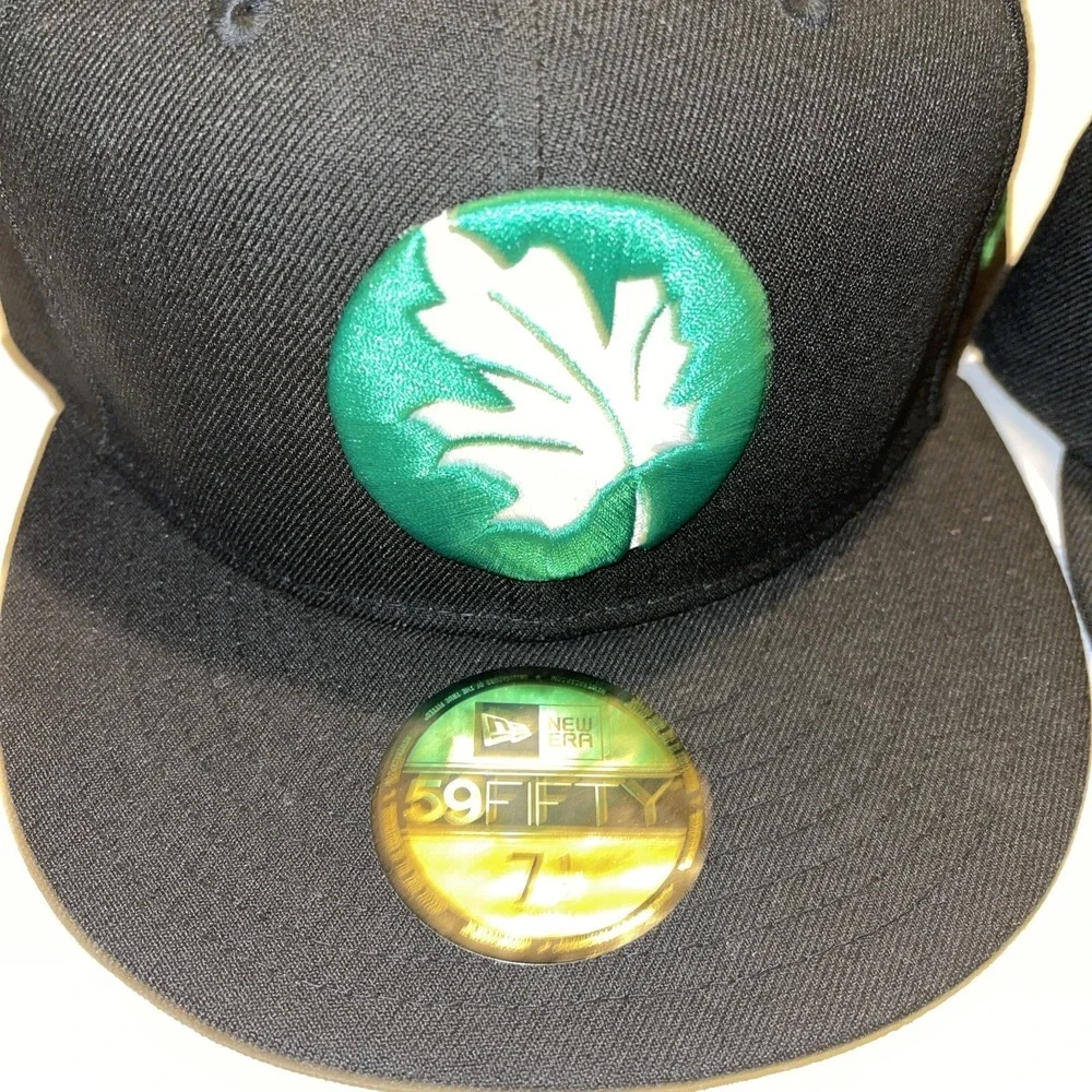 5 New Era Fitted Hat 59Fifty Size 7 1/2 & 71/4  custom promo Black Leaf Hats